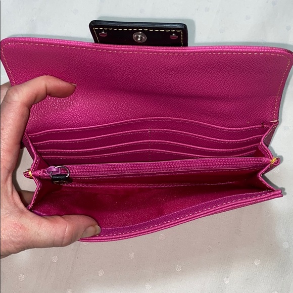 Nine West Pink & Black Pebbled leather long Wallet - Picture 3 of 11